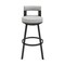 Armen Living Lynof Swivel Bar Stool in Black Metal with Light Gray Faux Leather 840254335493 - alternate 5